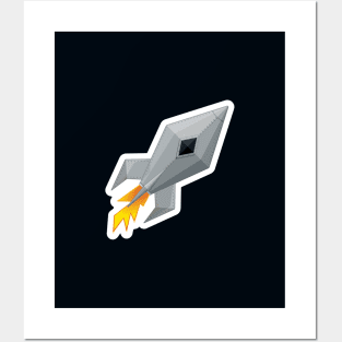 Cute Metal Rocket Ship Posters and Art